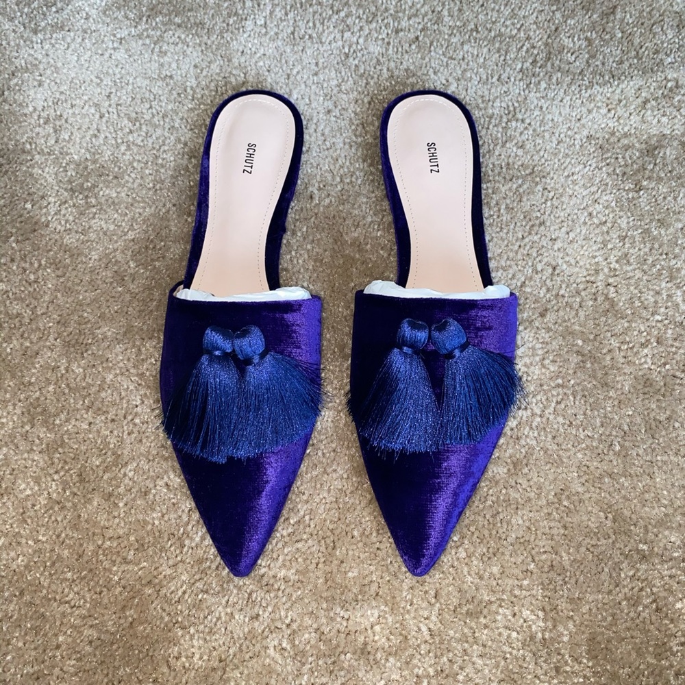 *Schutz* Anicia Velvet Mulberry Slide - Sz. 9/9.5